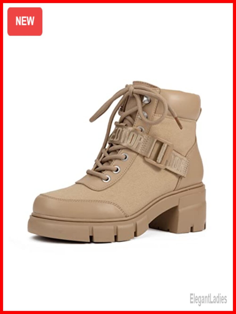 Women's Combat Boots Chunky Lug Sole Lace-Up Canvas PU Casual Ankle Booties